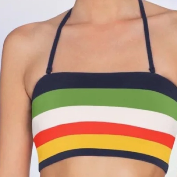 Robin Piccone Swim Colorblock Casey Bandeau Bikini Top navy multi - Picture 1 of 8